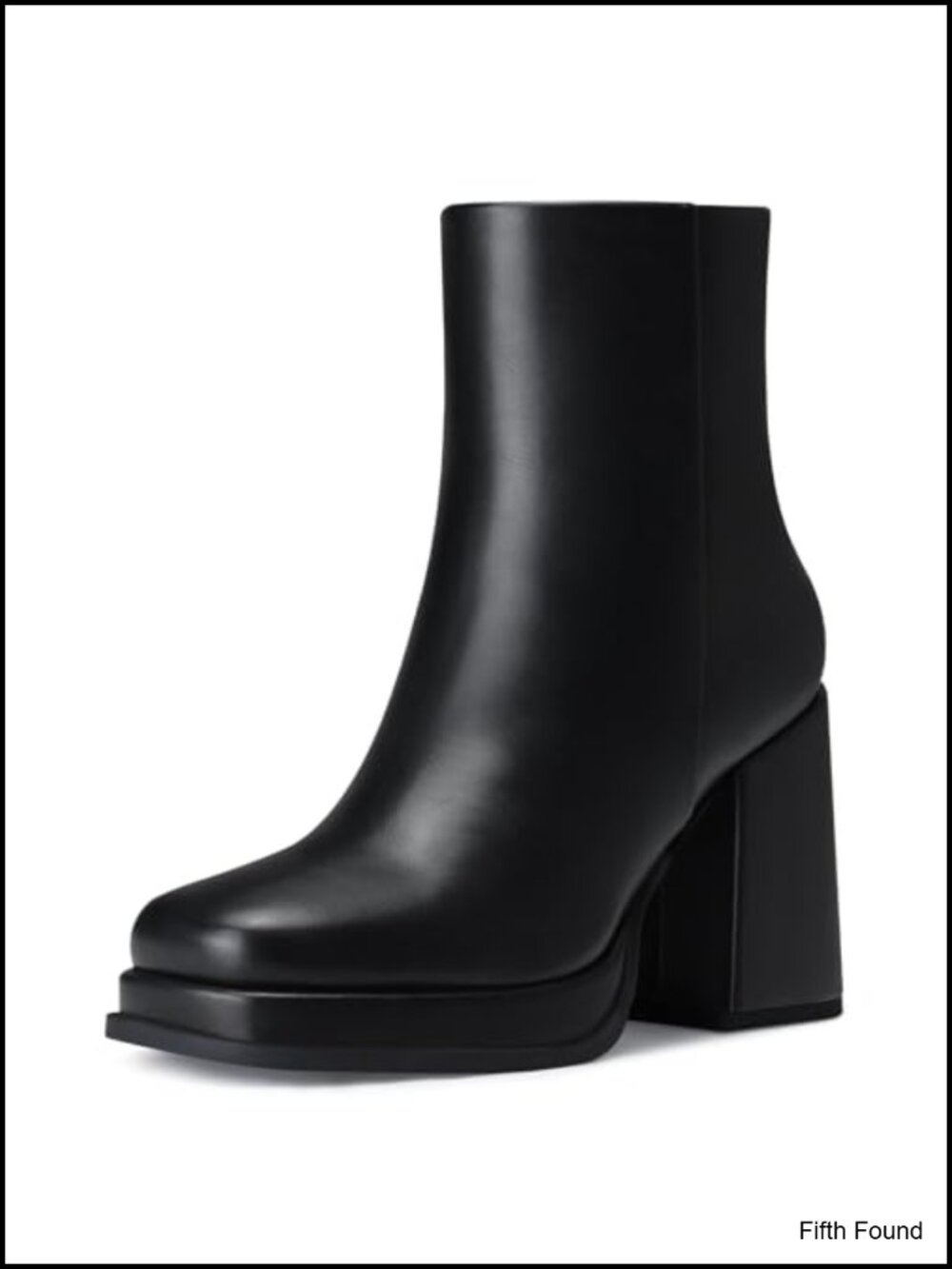 Women Platform Ankle Boots Chunky High Heel PU Leather Zip Booties